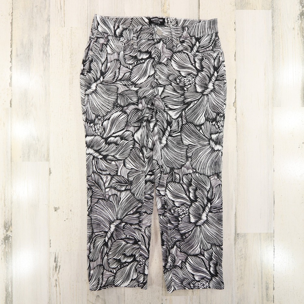 NYDJ Curves 360 Pants Womens 00 Cosmos Slim Straight Floral Cropped